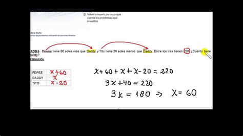 Planteo De Ecuaciones Lineales Problema 6 3ro Sec Youtube