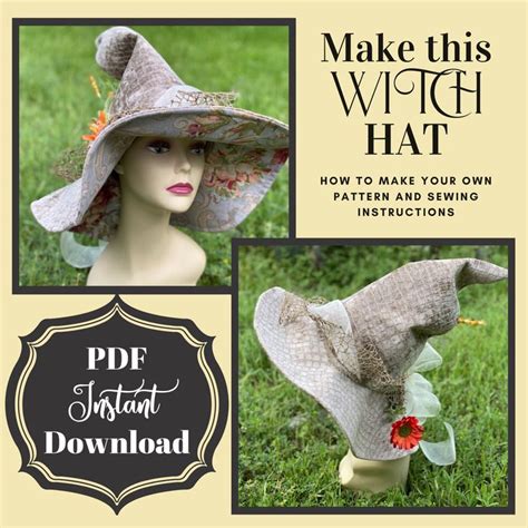 Diy Witch Hat Instructions Pattern Halloween Pagan Etsy Witch Hat
