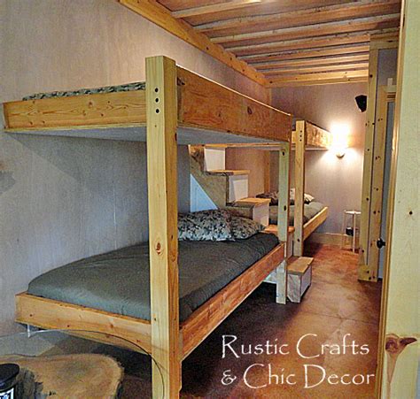 Cabin beds in different heights. Double Cabin Bunk Bed Design - Rustic Crafts & Chic Decor