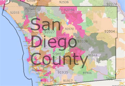 San Diego Zip Code Map With Cities United States Map