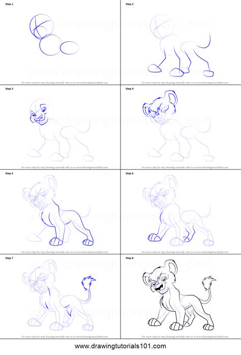 How To Draw Vitani From The Lion King 2 Simbas Pride Printable Step