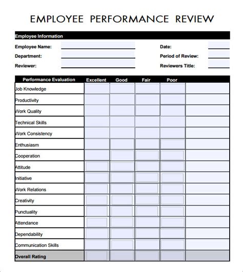 Employee Evaluation Form Download Free Documents In PDF