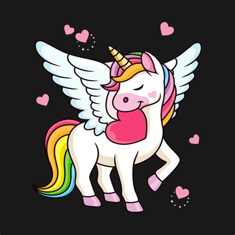 Cute Unicorn With Hearts And Wings For Girls Fantasy T Shirt