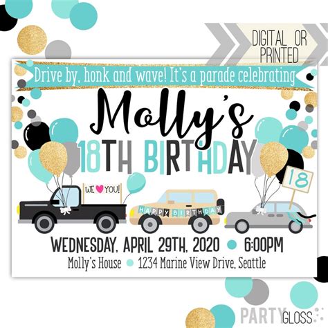 Drive By Birthday Parade Invitation Digital Invitation Etsy