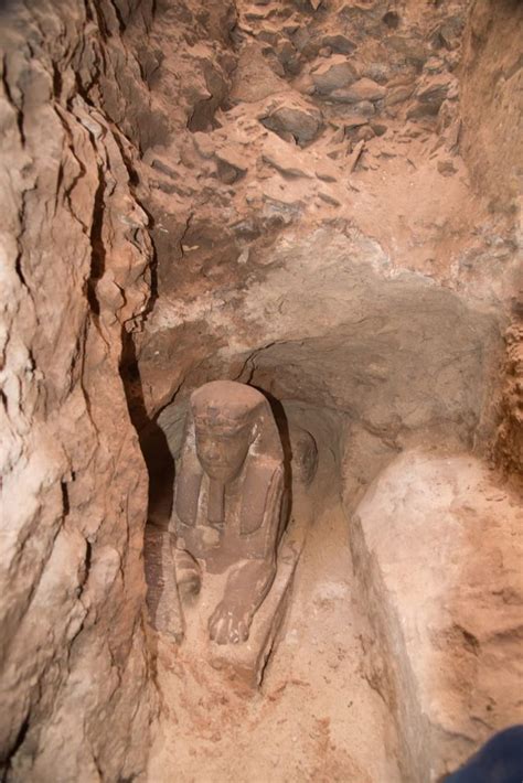the egyptian archaeological mission stumbled upon a sandstone statue of a sphinx during
