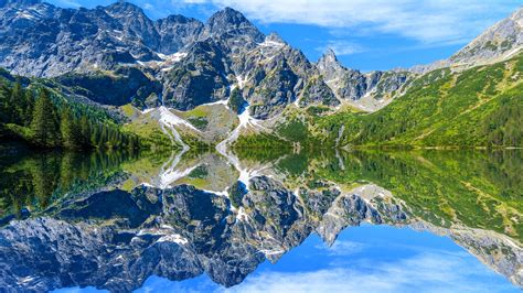 Download Wallpaper 1920x1080 Tatra Mountains Lake Water Reflection