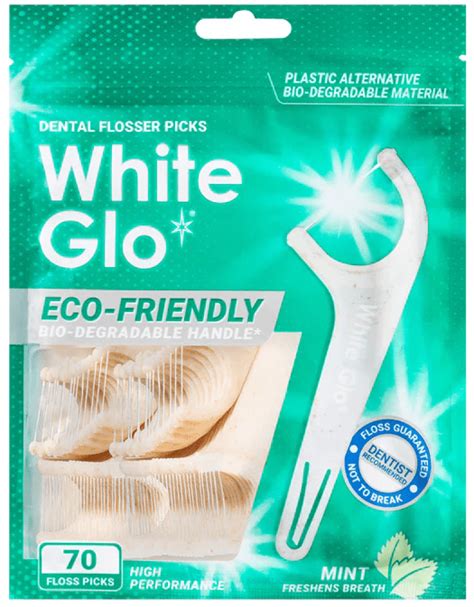 White Glo Dental Flosser Picks Eco Friendly 70 Pack Mint White Glo