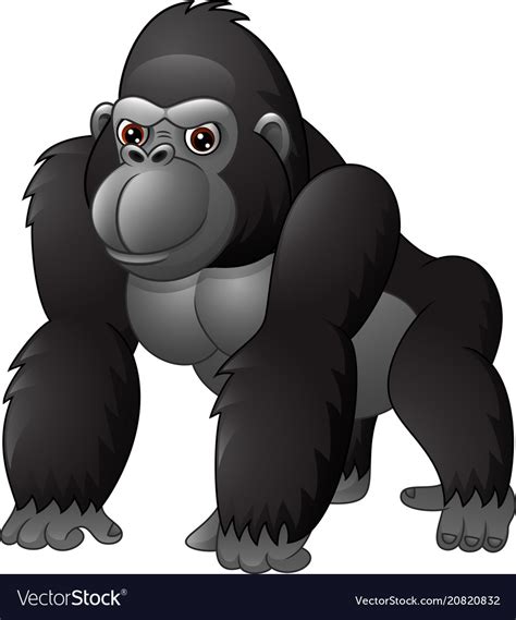Cartoon Funny Gorilla Isolated On White Background