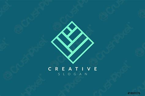 Square Logo Design With Tile Shape Minimalist And Modern Vector Stock