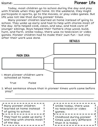 5th Grade Main Idea Worksheets