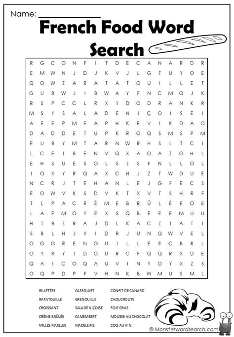 French Food Word Search