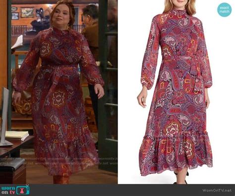 Kristins Red Paisley Print Long Sleeve Midi Dress On Last Man Standing