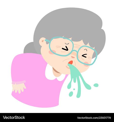 Grandmother Vomiting Cartoon Royalty Free Vector Image