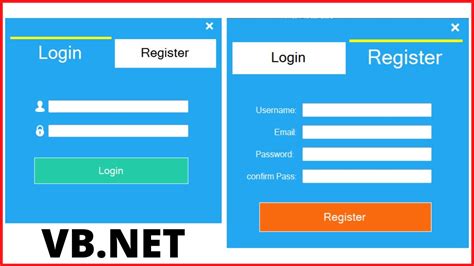 Vbnet How To Design A Login And Register Form In One Window With