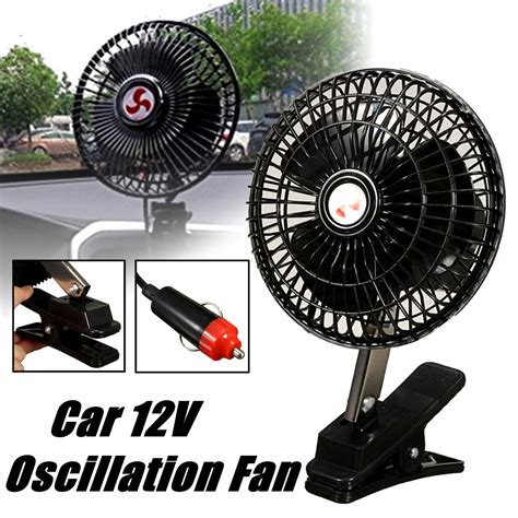 12v Dc Car Electric Oscillating Fan Portable Cooler Clip For Vehicle Van Trunk