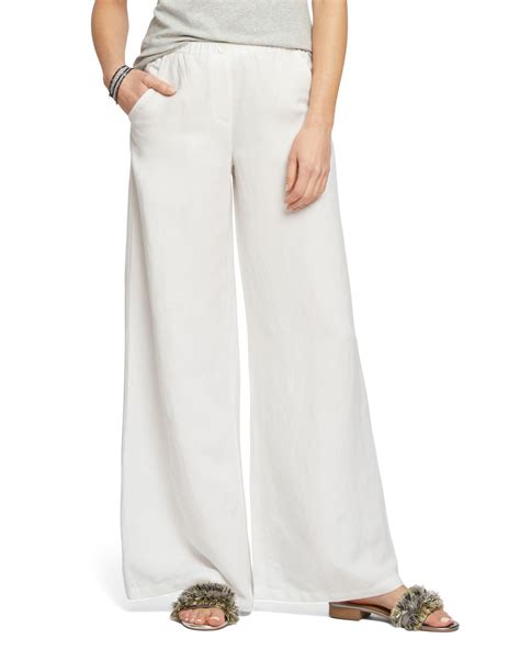 Niczoe Refreshed Wide Leg Linen Blend Pants In White Lyst