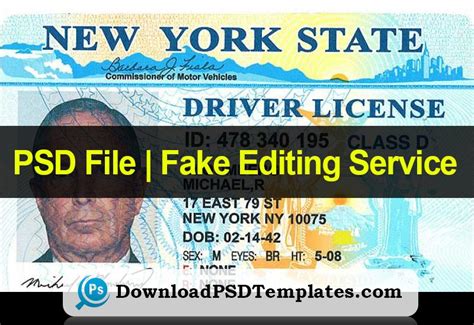 New York Driving License Psd File Download Editable Template