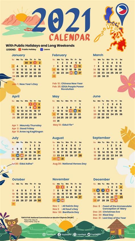 13 Long Weekends In The Philippines In 2021 Calendar And Cheat Sheet