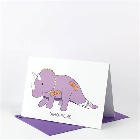 Dino Sore Dinosaur Get Well Soon Greeting Card By
