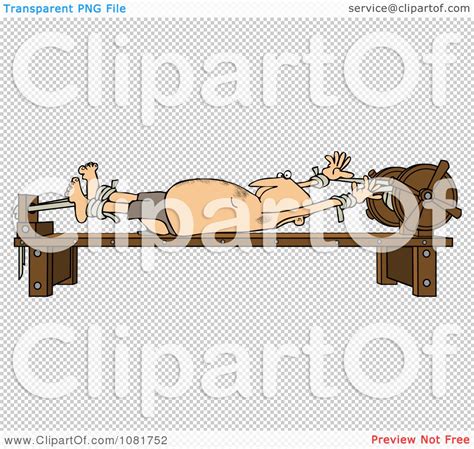 Clipart Man Stretched Out On A Rack Royalty Free Vector Illustration
