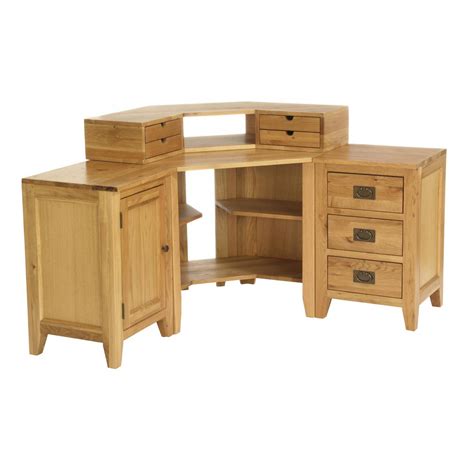 Solid Oak Corner Desk With Storage Sitstand Desk Tops
