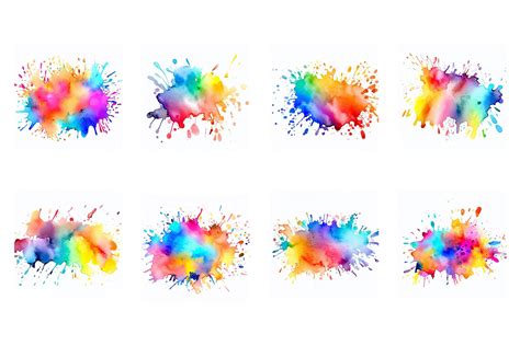 Colorful Ink Splash Paint Splatter Set Graphic By Pixeness · Creative