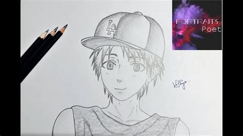 How To Draw Anime Boy With Cap Manga Boy Pencil Sketch Youtube