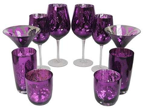 Metallic Purple Glassware Set