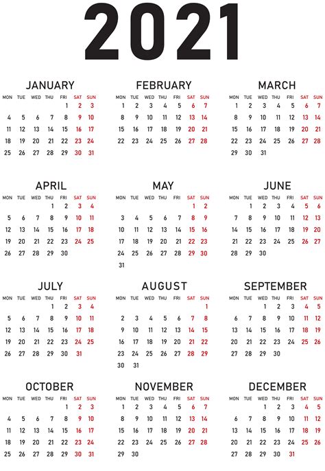 2021 Kalender Png Vektor Psd Printable Calendar Template Calendar
