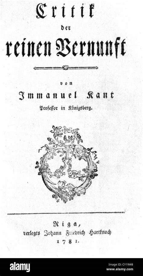 Immanuel Kant 1724 1804 German Philosopher Title Page Of First
