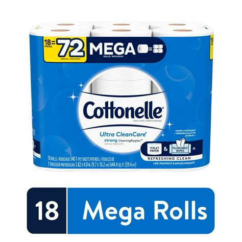 Cottonelle Ultra Cleancare Strong Toilet Paper 18 Mega Rolls Walmart