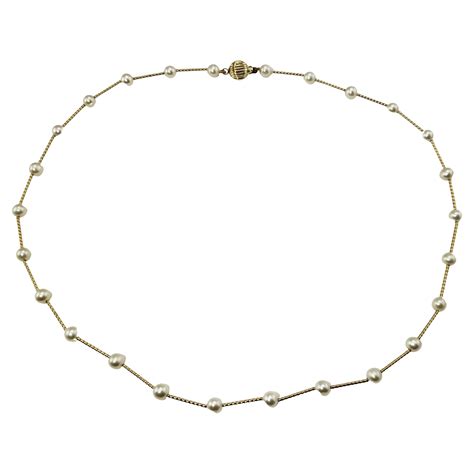 14 Karat Edwardian Diamond Pearl Necklace Yellow Gold 102 Carat For Sale At 1stdibs