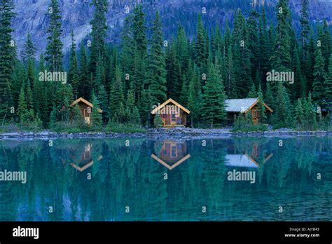 Cabins Lake O Hara Yoho National Park British Columbia Canada Stock