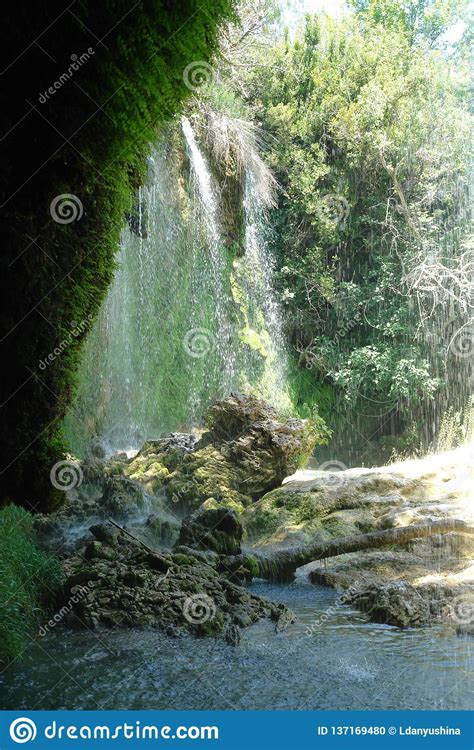 Beautiful Nature Waterfall Kurshunlu In The Natural Park Stock Photo