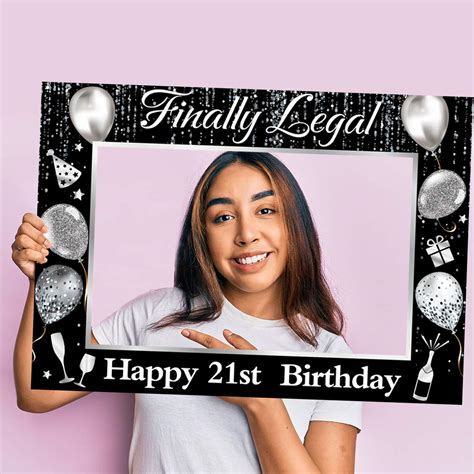 Buy Haimimall 21st Birthday Party Supplies Photobooth Frame Finally 21 Birthday Photo Booth