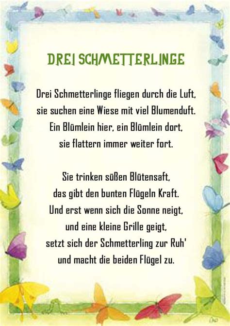 Schmetterling Gedicht Kindergarten Erzieherin Kita Kinder Erziehung
