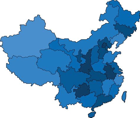 mapa da china de contorno azul sobre fundo branco ilustração vetorial