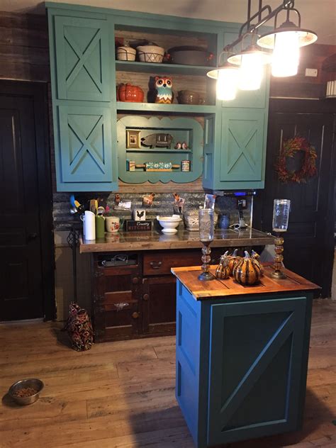 Apply the paint to the metal kitchen cabinets in a thin coat. New barnwood and sheet metal backsplash, and homemade ...