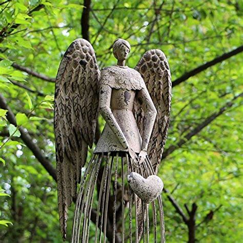 Gorgeous Antiqued Metal Angel Trellis Statues Garden Lovers Club