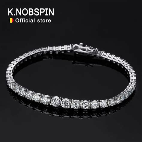 KNOBSPIN pulsera de tenis de moissanita D VVS1 para mujer nuevo diseño