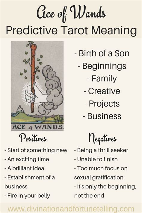 By knowing these basic meaning, you can make quick interpretations that help you get your answer. Future Tarot Meanings: Ace of Wands — Lisa Boswell