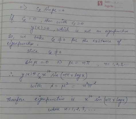 Problem 8 Find The Eigenfunctions For The Following Boundary Value Problem X2yand 19xy 100 A Y