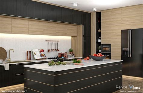 Modern Kitchen 3d Rendering Render Vibes Visualization