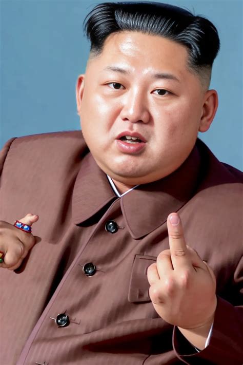 Dopamine Girl Kim Jong Un Giving The Middle Finger Flipping The Bird Showing The Middle