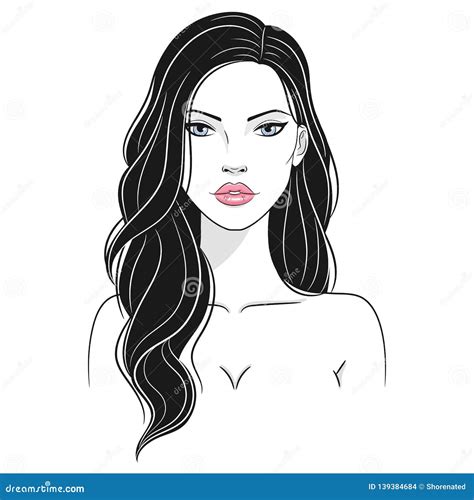 Vector Illustration Of A Beautiful Young Nude Woman With Long Hair Stock Vector Illustration