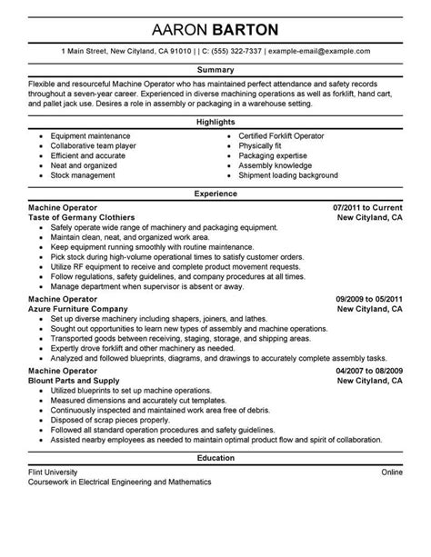 Earnings vary depending on experience, and the dealer. Best Machine Operator Resume Example From Professional ...