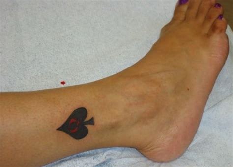 queen of spades ankle tattoo