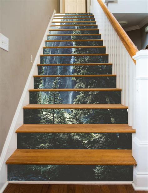 3d Pine Forest Stair Risers Mural Pvc Sticker Mural Photo Etsy