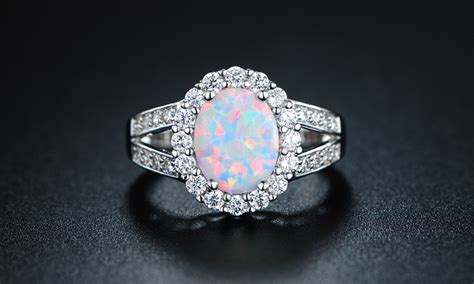 100% genuine australian opal rings mined from the earth. Opal Ring with Cubic Zirconia | Groupon Goods