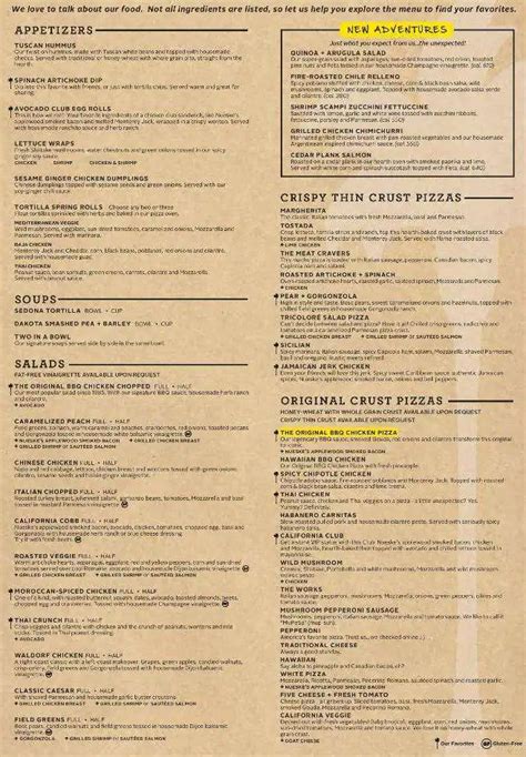 California Pizza Kitchen Menu Menu For California Pizza Kitchen